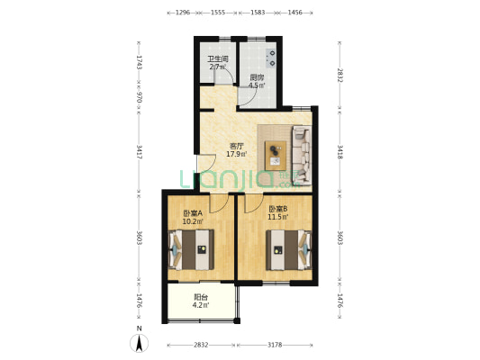 泉塘新寓 2室1厅1卫 60平方