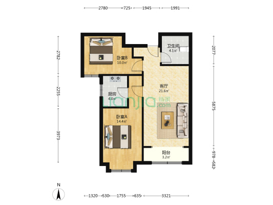 小区楼龄新  七十年产权  物业环境好-户型图