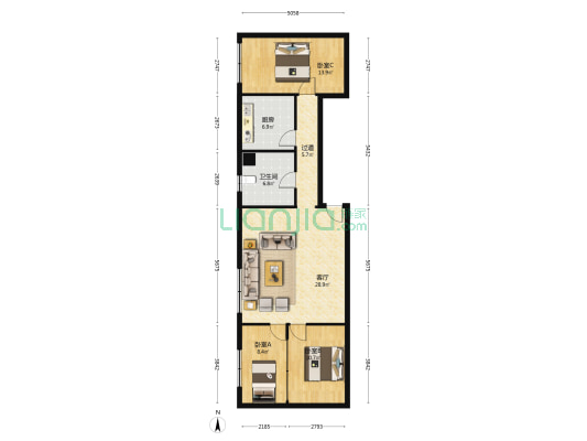 庐山花苑 3室1厅1卫 205平方