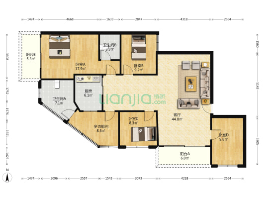 供电局宿舍(连江路) 5室1厅2卫 135平方