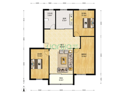 广厦公寓 2室1厅1卫 130平方