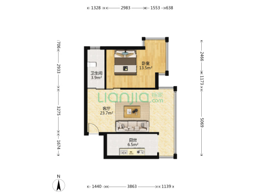 太和苑 1室1厅1卫 54平方