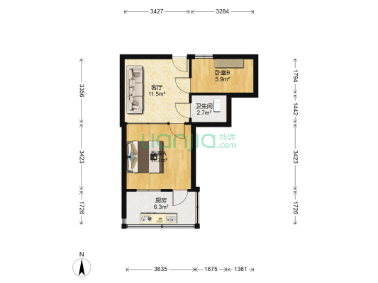板桥路10号 2室1厅1卫 46平方