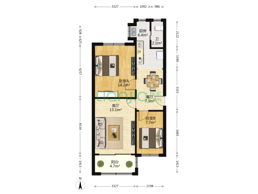 江纺住宅一区 2室2厅1卫 69平方