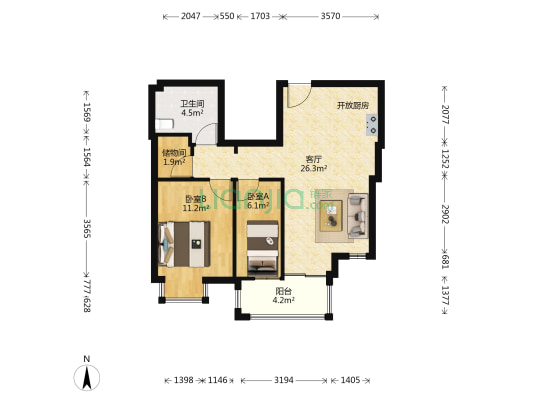 青林湾三期 2室1厅1卫 70平方