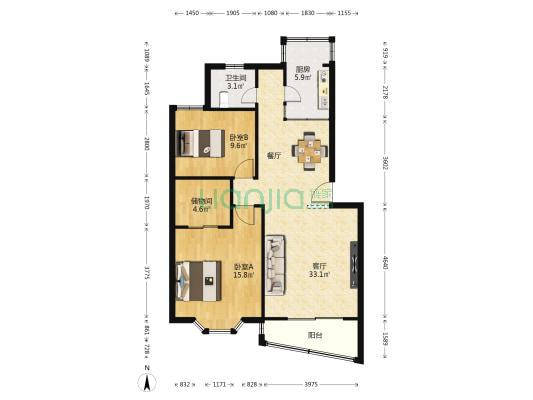 岭南苑(凌兆路127弄) 2室1厅1卫 91平方