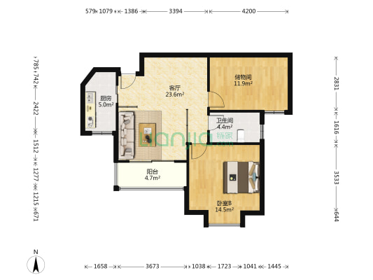 金云国际 1室1厅1卫 86平方