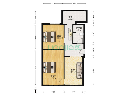 电务段家属楼 2室1厅1卫 75平方