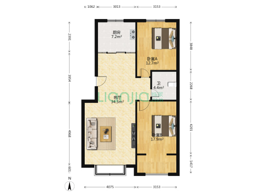 万合华府 2室1厅1卫 101平方