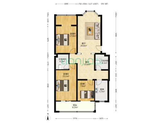 太极巷7号 3室2厅2卫 112平方