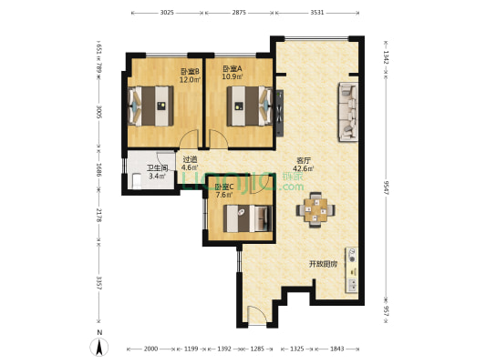 碧桂园渝南首府三期 3室1厅1卫 95平方