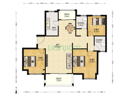 丽都雅苑 3室1厅2卫 137平方