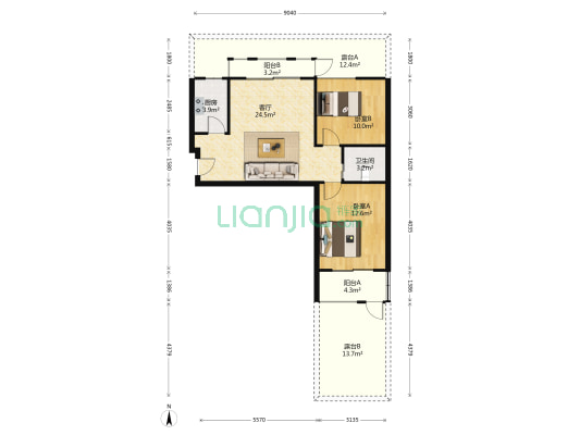玛格丽特商业中心东区 2室1厅1卫 79平方