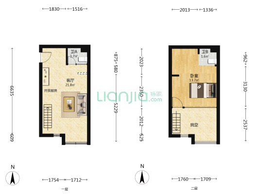 西山甲一号时代中心 1室1厅2卫 40平方