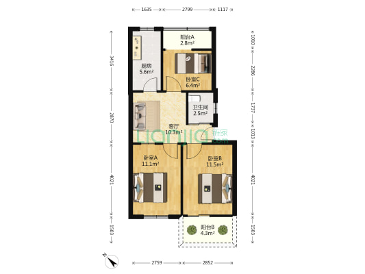 江岸区黄家墩 3室1厅1卫 67平方