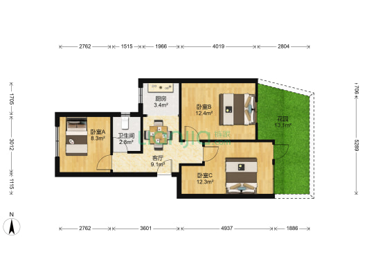 外东山弄 3室1厅1卫 61平方