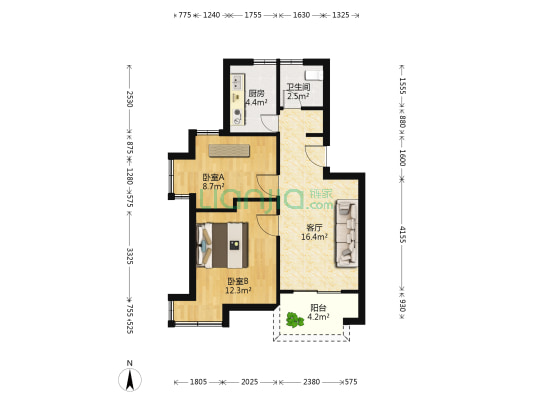同仁家园金涛港 2室1厅1卫 61平方