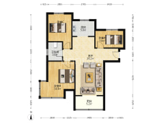 此房南北通透 三居双卫 毛坯房 可随意装修-涿州K2狮子城北区户型图