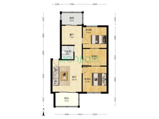 此房房本满五唯一，中直单位物业保障，社区成熟-户型图