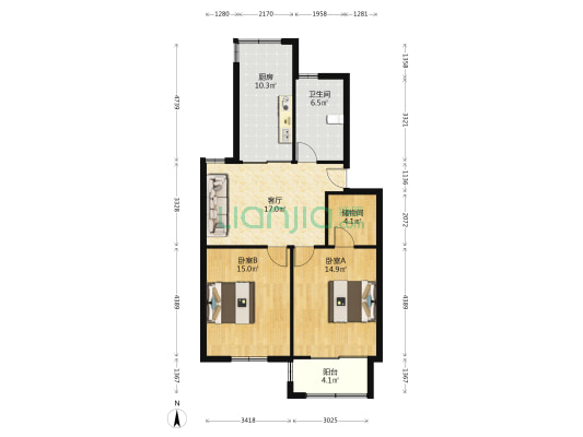 荟景苑 2室1厅1卫 88平方
