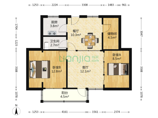 永昌路 2室2厅1卫 80平方
