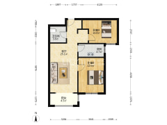 ：有本 南向2居 户型方正 全天采光-涿州鹏渤印象城牛津花园户型图