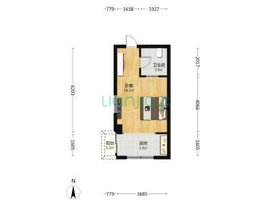 福泉花园 1室0厅1卫 39平方