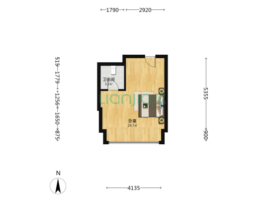 中国国际丝路中心 1室0厅1卫 47平方