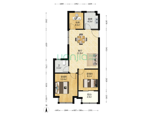 禾晓雅苑 3室1厅1卫 81平方