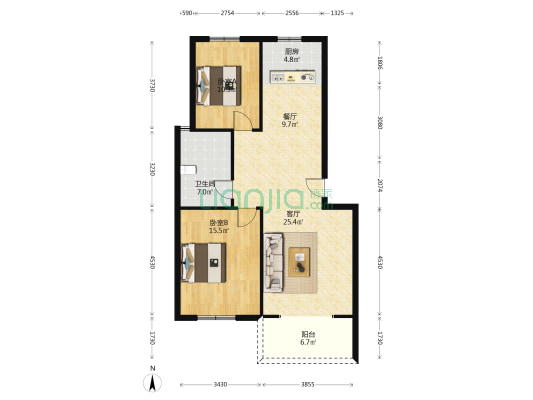 银基万和苑一期 2室2厅1卫 99平方