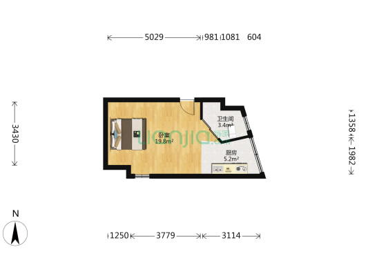 综艺曼哈顿时代 1室0厅1卫 46平方