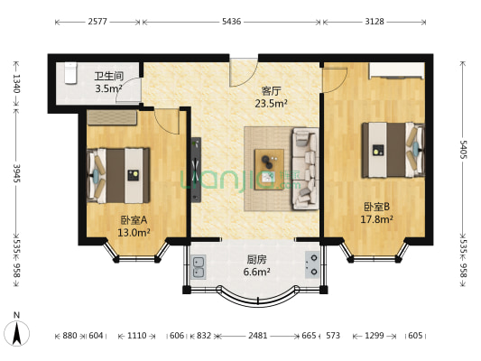 中华绿园 2室1厅1卫 75平方