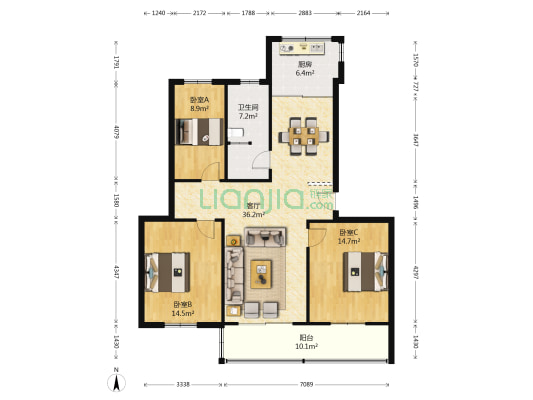 东苑之星 3室1厅1卫 120平方