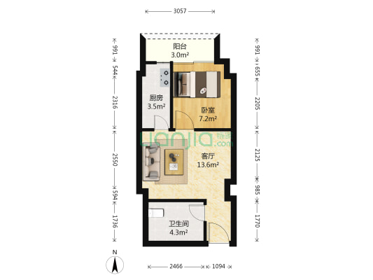 伟业银座 1室1厅1卫 45平方