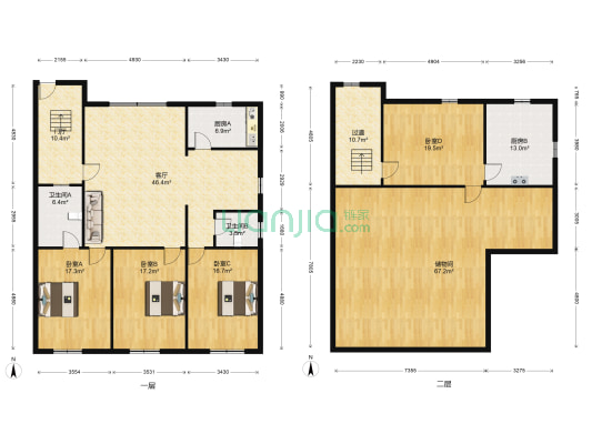 北星花园 4室1厅2卫 139平方