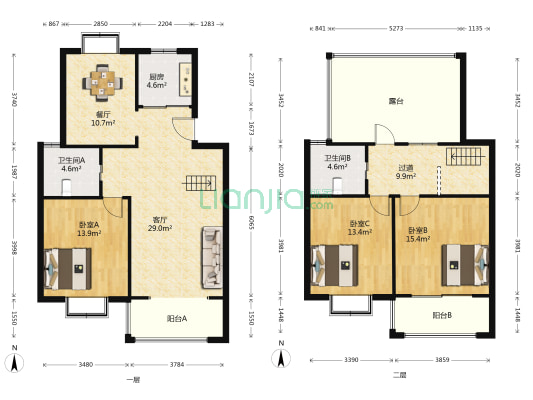 金山嘉园 3室2厅2卫 130平方