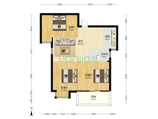 厦宫新区 3室1厅1卫 90平方