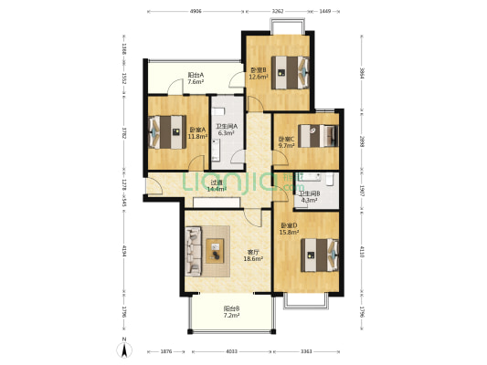 紫金苑 4室1厅2卫 145平方