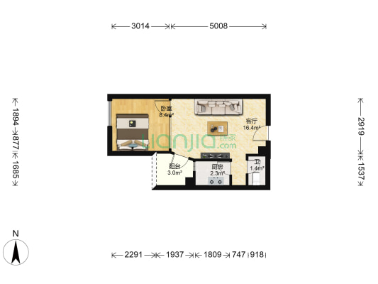 锦江印象 1室1厅1卫 45平方