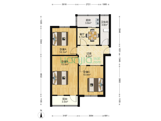 柳沟社区 3室1厅1卫 72平方