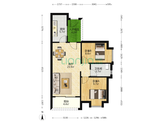 罗岗村北区 2室1厅1卫 71平方