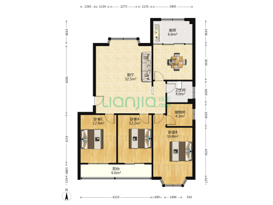 潍坊电业局九龙山小区 3室2厅1卫 132平方