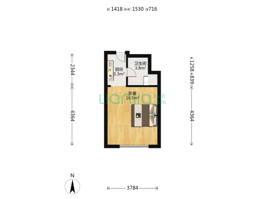 红帆步行街 1室0厅1卫 35平方