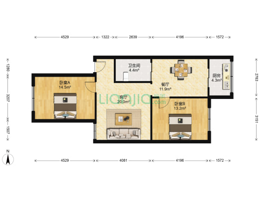 水仙名苑 2室2厅1卫 83平方