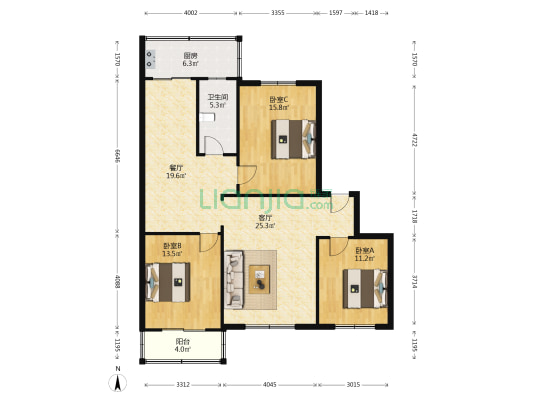 华益小区 3室2厅1卫 123平方