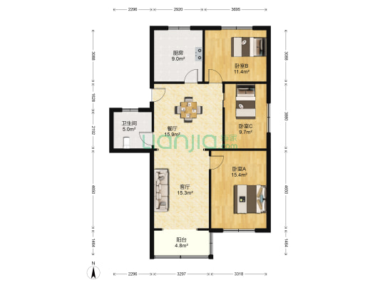 中兴公寓西区 3室2厅1卫 101平方