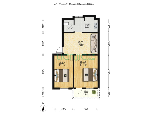凌铁村136号 2室1厅1卫 59平方