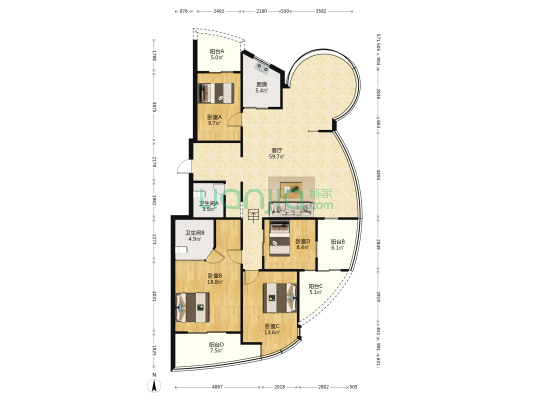 天元美树馆 4室1厅2卫 165平方