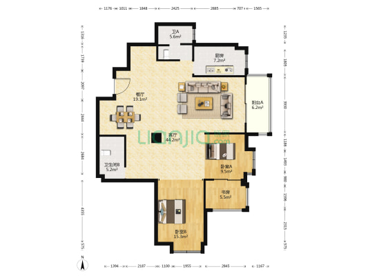 瓯霞大楼 3室2厅2卫 140平方