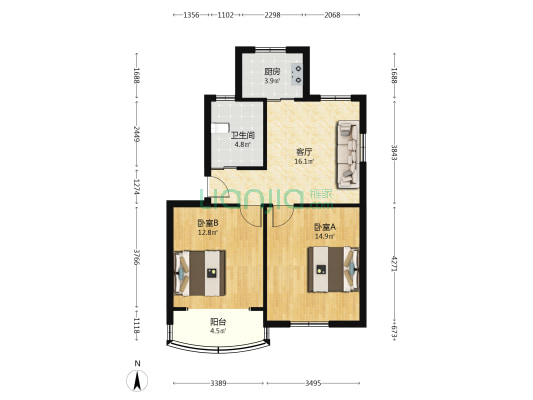 莲安西路35弄 2室1厅1卫 70平方